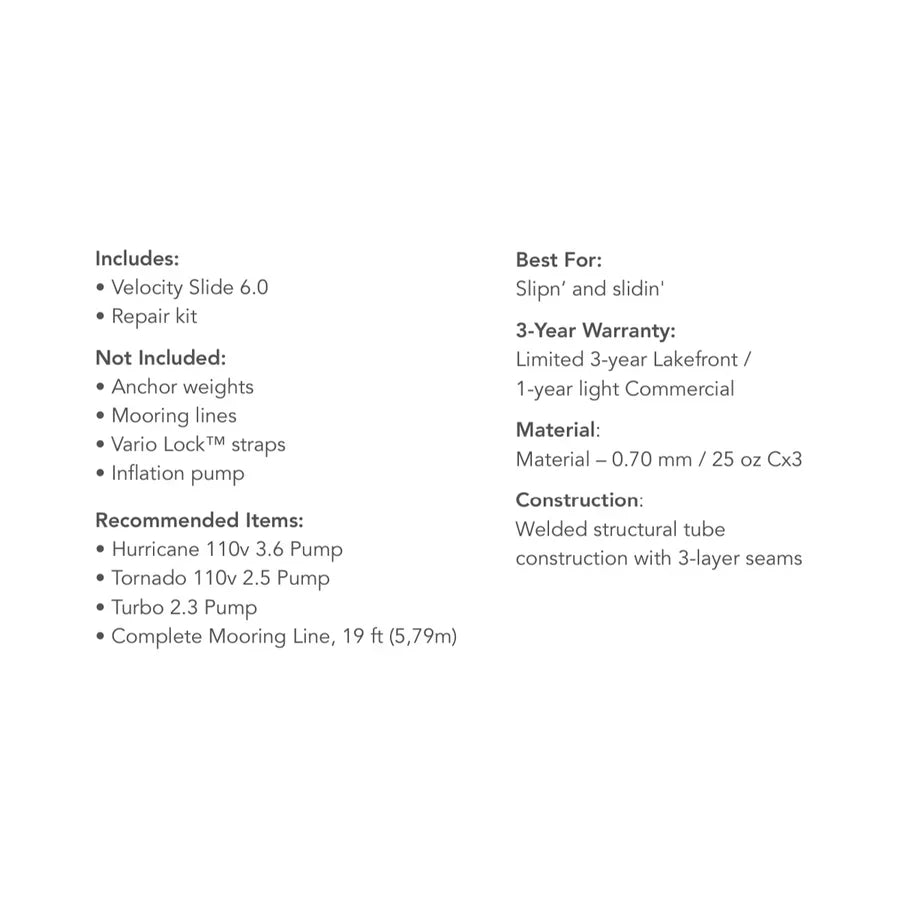 Aquaglide Velocity Slide 6.0 - Floating Slide