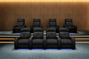Valencia 2025 New Verona Leather Home Theater Seating Power Headrest Row of 5 Loveseat Right, Black