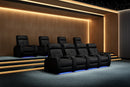 Valencia 2025 New Verona Leather Home Theater Seating Power Headrest Row of 4 Loveseat Left, Black