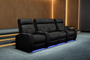 Valencia 2025 New Verona Leather Home Theater Seating Power Headrest Row of 4 Loveseat Center, Black