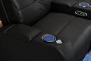 Valencia 2025 New Verona Leather Home Theater Seating Power Headrest Row of 4 Loveseat Left, Black