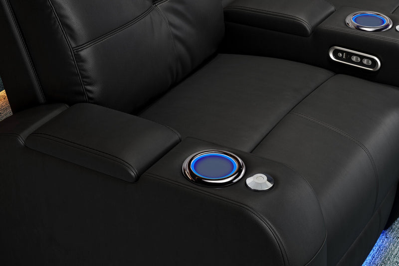 Valencia 2025 New Verona Leather Home Theater Seating Power Headrest Row of 5, Black