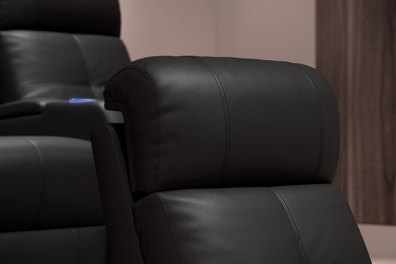 Valencia 2025 New Verona Leather Home Theater Seating Power Headrest Row of 5 Loveseat Right, Black
