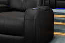 Valencia 2025 New Verona Leather Home Theater Seating Power Headrest Row of 3 Loveseat Left, Black