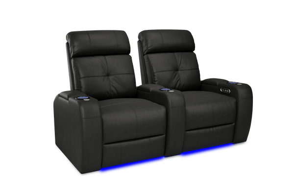 Valencia 2025 New Verona Leather Home Theater Seating Power Headrest Row of 2, Black