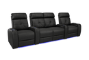 Valencia 2025 New Verona Leather Home Theater Seating Power Headrest Row of 4 Loveseat Center, Black