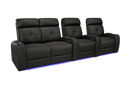 Valencia 2025 New Verona Leather Home Theater Seating Power Headrest Row of 4 Loveseat Left, Black