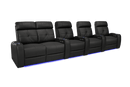 Valencia 2025 New Verona Leather Home Theater Seating Power Headrest Row of 5 Loveseat Left, Black