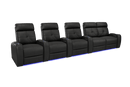 Valencia 2025 New Verona Leather Home Theater Seating Power Headrest Row of 5 Loveseat Right, Black