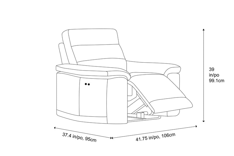 Valencia Vivian Top Grain Leather Recliner Seat, Winter White