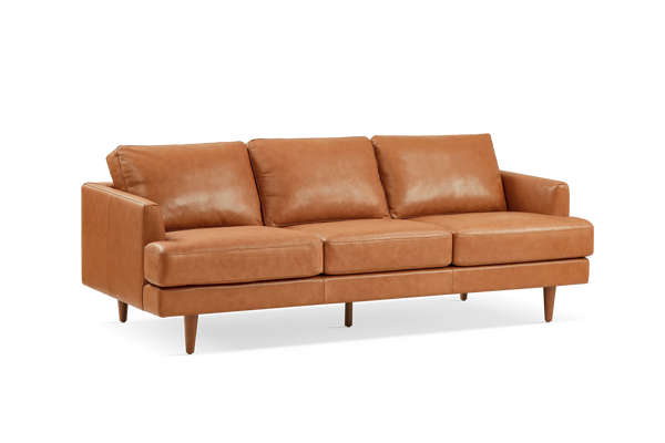 Valencia Grosseto Top Grain Leather Three Seats Sofa, Cognac