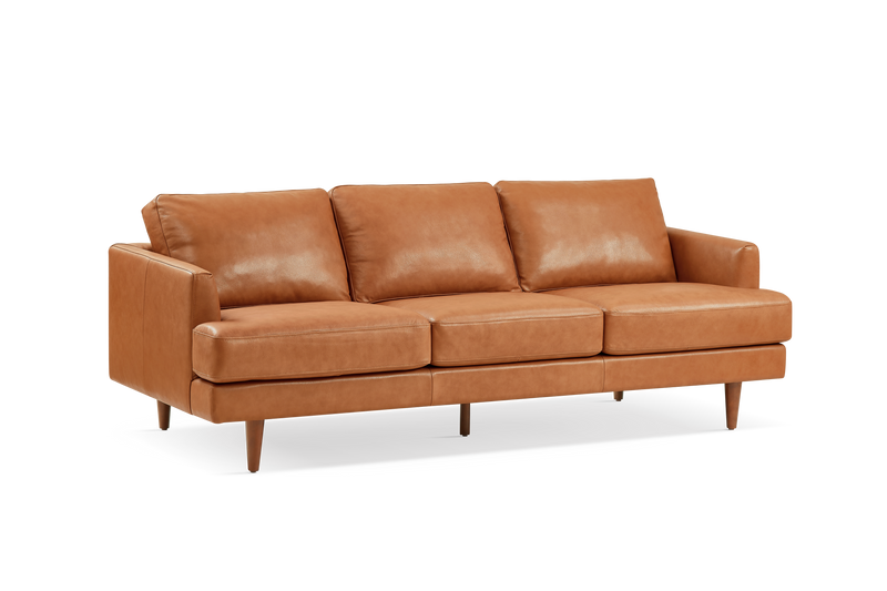 Valencia Grosseto Top Grain Leather Three Seats Sofa, Cognac