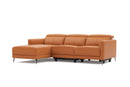 Valencia Andria Modern Left Hand Facing Top Grain Leather Reclining Sectional Sofa, Cognac Color
