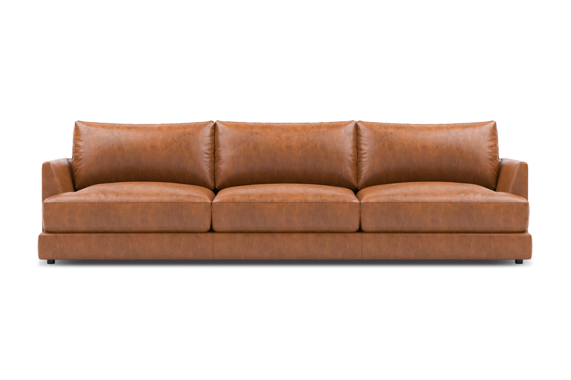 Valencia Serena Leather Three Seats Sectional Sofa, Cognac
