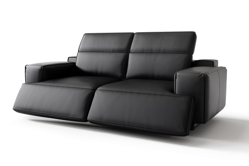Valencia Valentina Leather Loveseat Recliner Sofa, Black