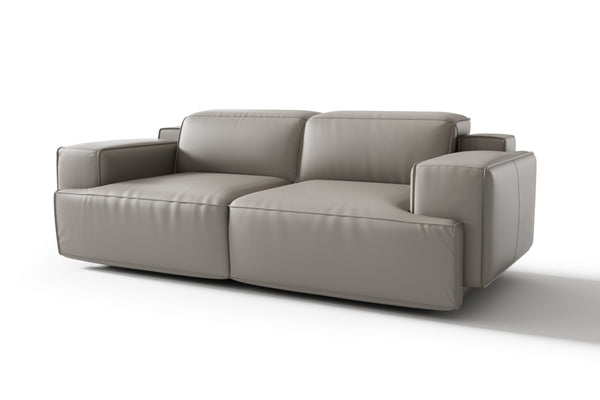 Valencia Valentina Leather Loveseat Recliner Sofa, Light Grey