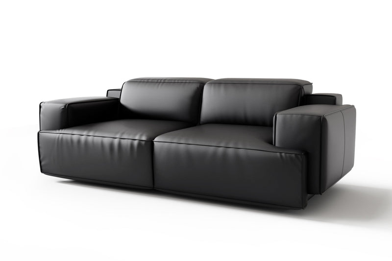 Valencia Valentina Leather Loveseat Recliner Sofa, Black