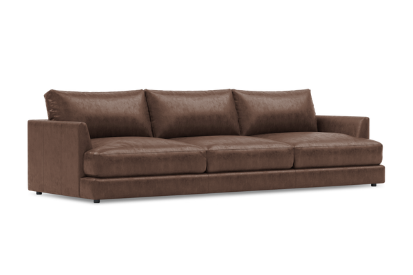 Valencia Serena Leather Three Seats Sectional Sofa, Brown