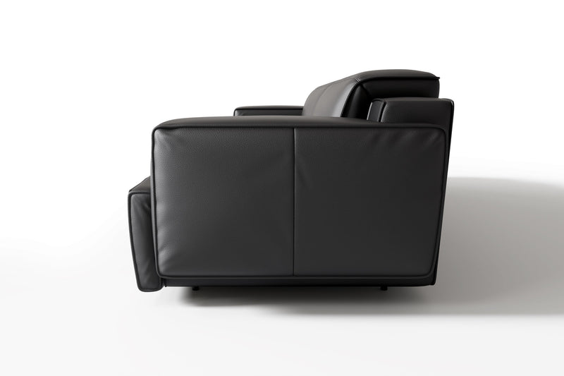 Valencia Valentina Leather Loveseat Recliner Sofa, Black