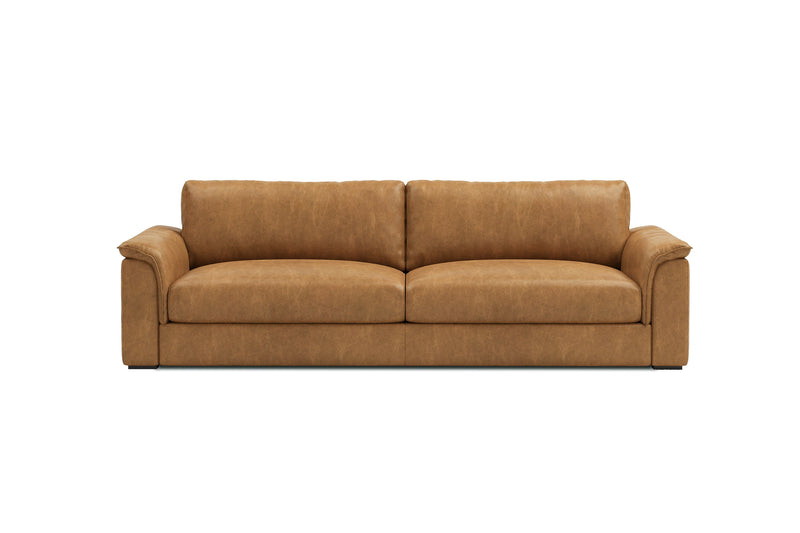 Valencia Zaira Leather Wide Sofa, Camel Brown