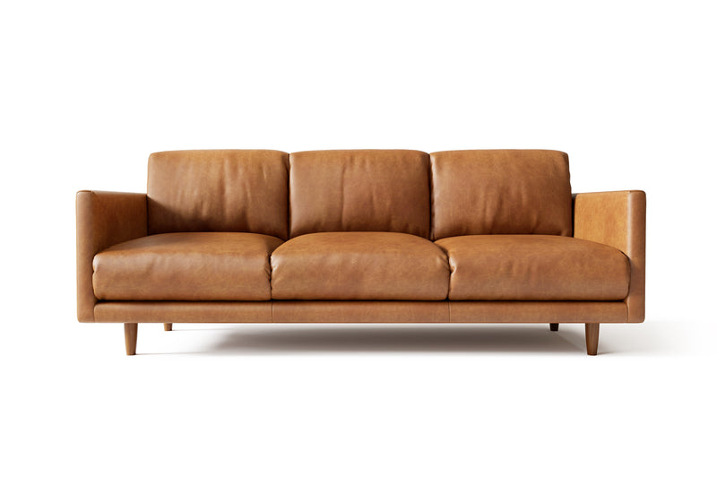 Valencia Toulon Leather Three Seats Sofa, Cognac