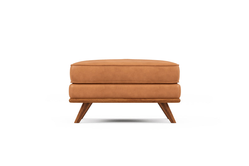 Valencia Artisan Top Grain Leather Ottoman, Cognac