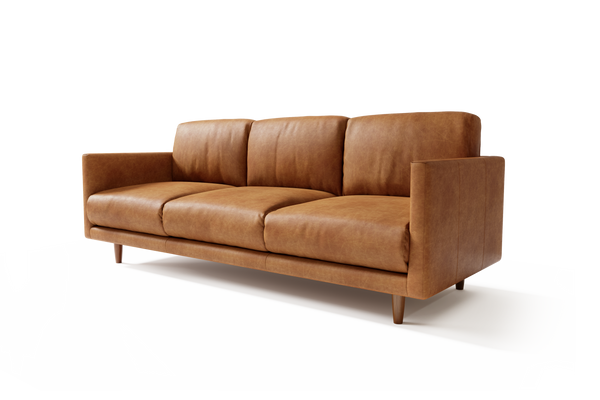 Valencia Toulon Leather Three Seats Sofa, Cognac