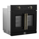 FORNO Asti 30" 3.58 cu. ft. French Door Electric Wall Oven with Air Fry, Self-Clean and Sous Vide in Black with Antique Brass Accents, FBOEL1333-30BLK