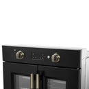 FORNO Asti 30" 3.58 cu. ft. French Door Electric Wall Oven with Air Fry, Self-Clean and Sous Vide in Black with Antique Brass Accents, FBOEL1333-30BLK