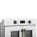 FORNO Asti 30" 3.58 cu. ft. French Door Electric Wall Oven with Air Fry, Self-Clean and Sous Vide in White with Antique Brass Accents, FBOEL1333-30WHT