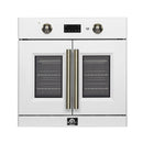FORNO Asti 30" 3.58 cu. ft. French Door Electric Wall Oven with Air Fry, Self-Clean and Sous Vide in White with Antique Brass Accents, FBOEL1333-30WHT