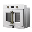 FORNO Asti 30" 3.58 cu. ft. French Door Electric Wall Oven with Air Fry, Self-Clean and Sous Vide in White with Antique Brass Accents, FBOEL1333-30WHT