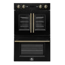 FORNO Asti 30" 7.36 cu. ft. French Door Double Electric Wall Oven with Air Fry, Self-Clean and Sous Vide in Black with Antique Brass Accents, FBOEL1340-30BLK
