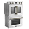 FORNO Asti 30" 7.36 cu. ft. French Door Double Electric Wall Oven with Air Fry, Self-Clean and Sous Vide in White with Antique Brass Accents, FBOEL1340-30WHT