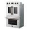 FORNO Asti 30" 7.36 cu. ft. French Door Double Electric Wall Oven with Air Fry, Self-Clean and Sous Vide in White with Antique Brass Accents, FBOEL1340-30WHT
