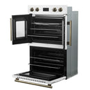 FORNO Asti 30" 7.36 cu. ft. French Door Double Electric Wall Oven with Air Fry, Self-Clean and Sous Vide in White with Antique Brass Accents, FBOEL1340-30WHT