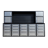 10ft Workbench Cabinet(30 Drawers,1 Pegboard & 2 Cabinets)