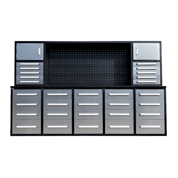10ft Workbench Cabinet(30 Drawers,1 Pegboard & 2 Cabinets)