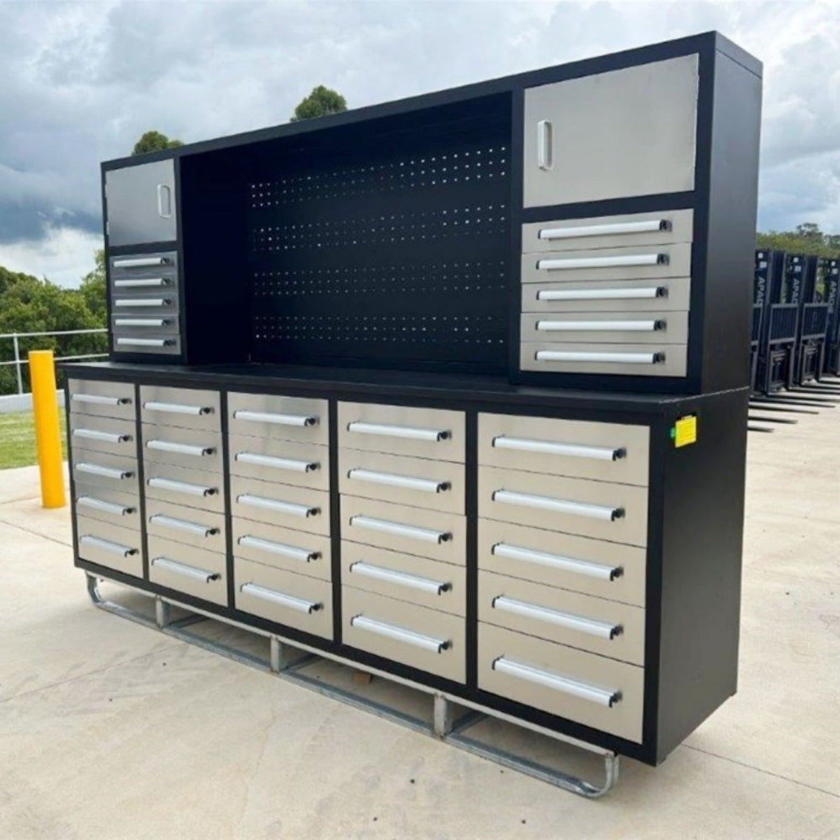 10ft Workbench Cabinet(30 Drawers,1 Pegboard & 2 Cabinets)