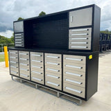 10ft Workbench Cabinet(30 Drawers,1 Pegboard & 2 Cabinets)