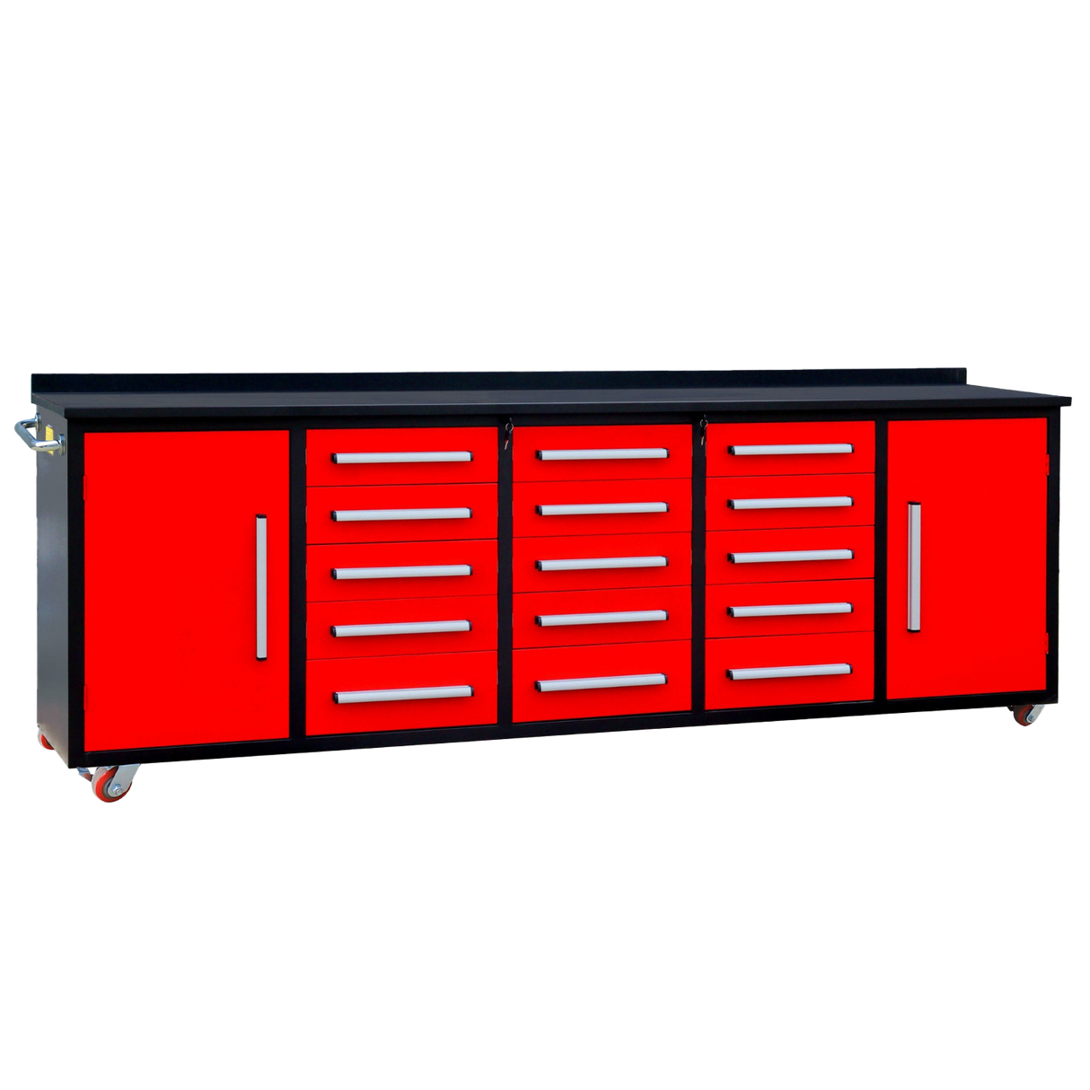 10ft 15-Drawer Storage Workbench with Wheels