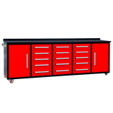 10ft 15-Drawer Storage Workbench with Wheels