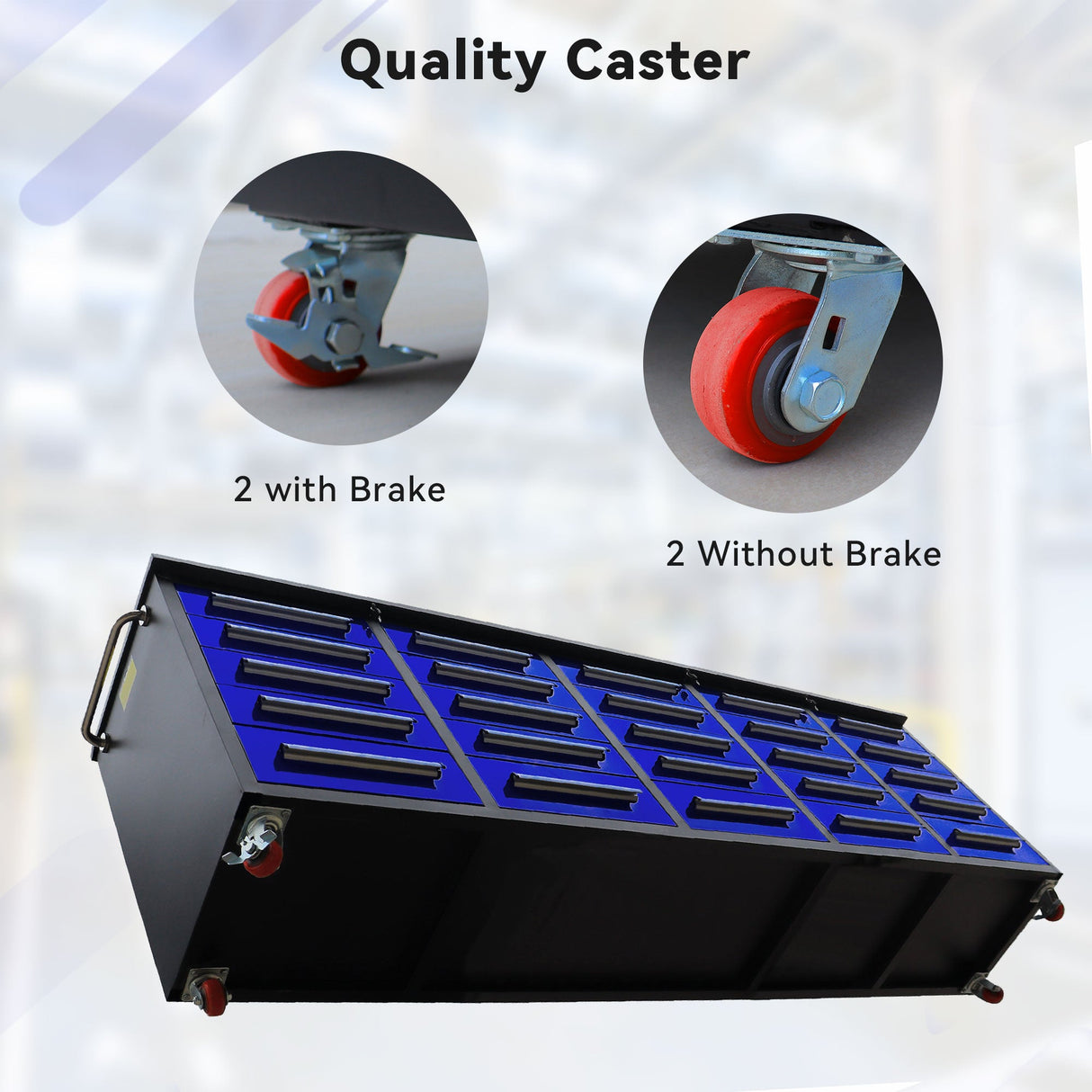 10ft 25-Drawer Storage Workbench with Wheels