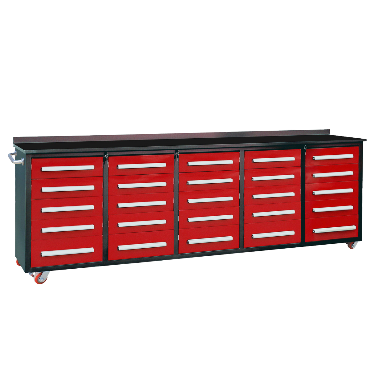 10ft 25-Drawer Storage Workbench with Wheels