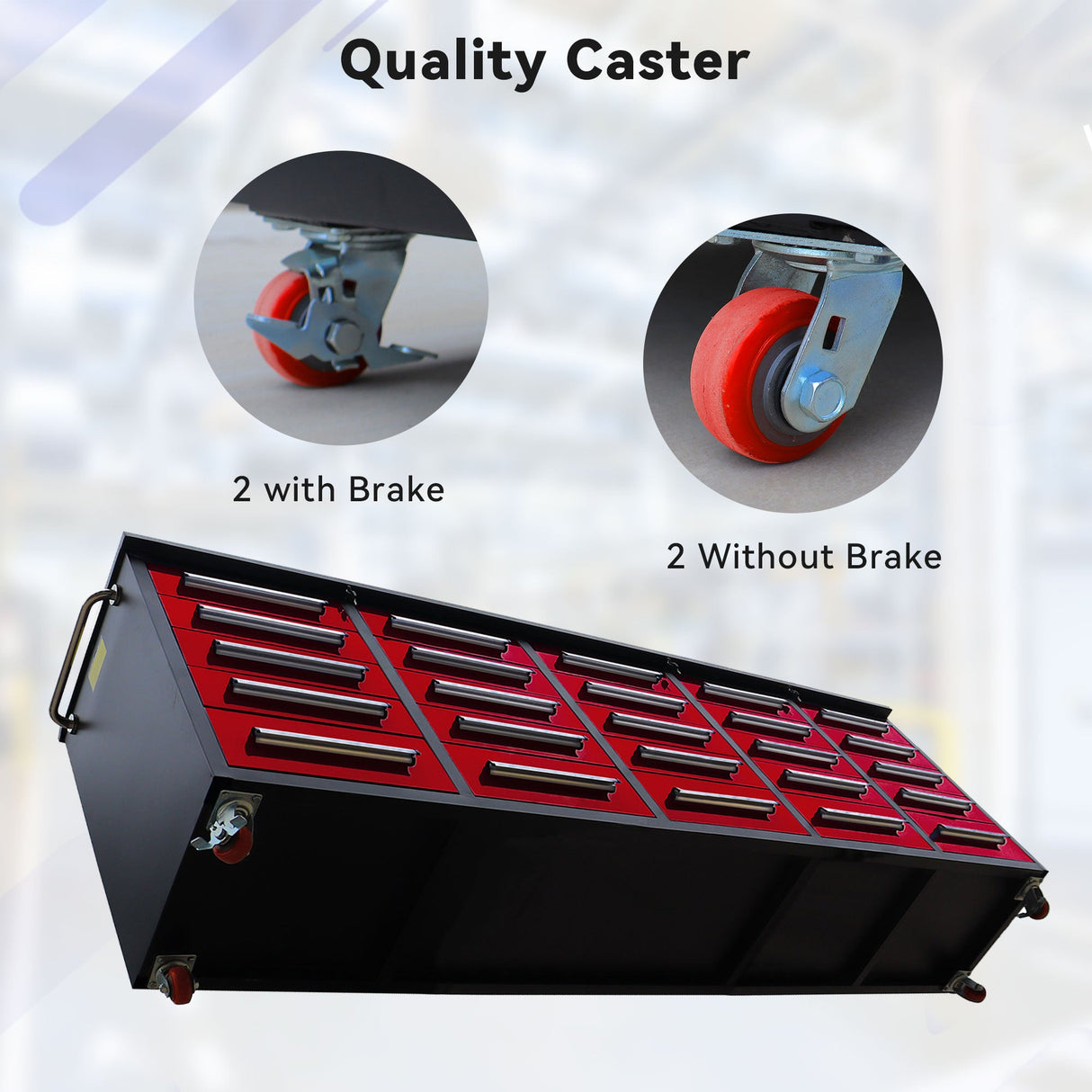 10ft 25-Drawer Storage Workbench with Wheels