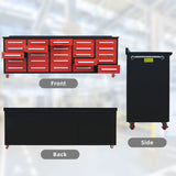 10ft 25-Drawer Storage Workbench with Wheels