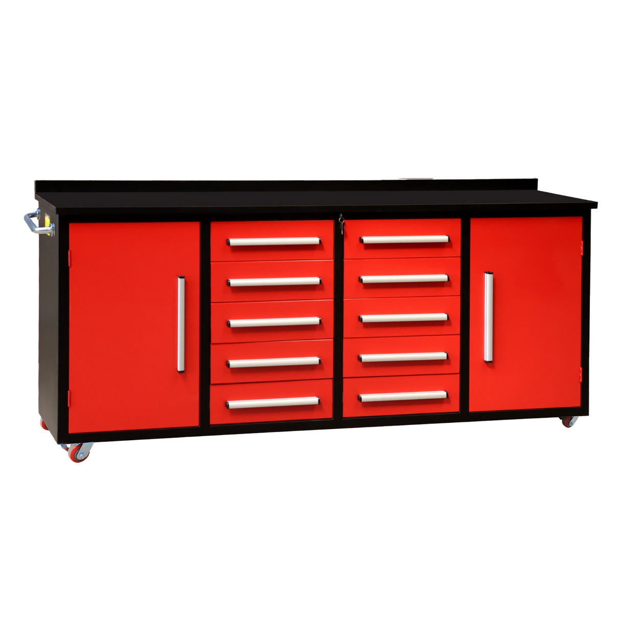 7ft 10-drawer Storage Workbench with Wheels