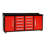 7ft 10-drawer Storage Workbench with Wheels