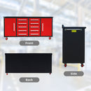 7ft 10-drawer Storage Workbench with Wheels