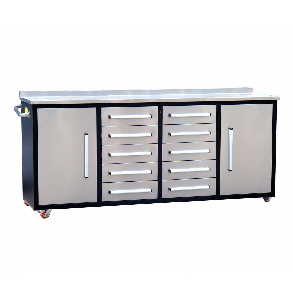 7ft 10-drawer Storage Workbench with Wheels